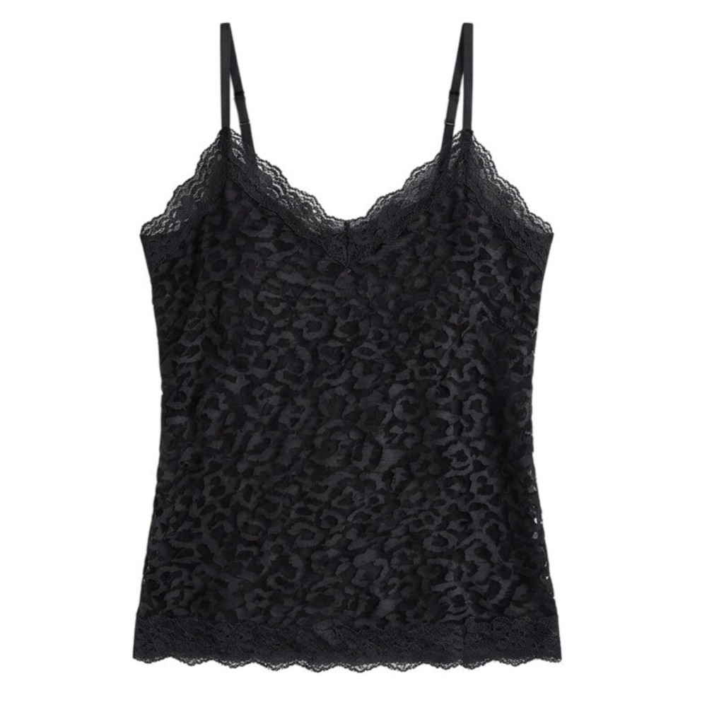 Rene Rofe‎ Black Animal Print Lace Trim Camisole NWT M